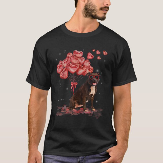 T-shirt Funny Pitbull Coeur Valentines Jour Chien Papa Mam (Devant)
