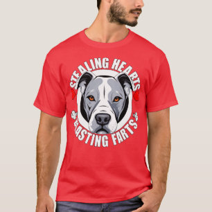 T-shirt Funny Pitbull Voler Coeurs Pirate Puppy