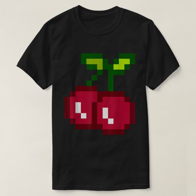 T-shirt Funny Pixel Cherry 80s Gamer Tee (Design devant)