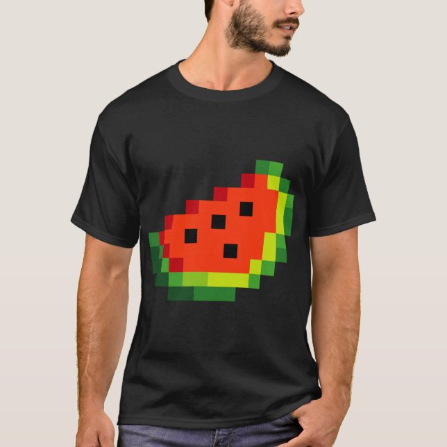 T-shirt Funny Pixel Watermelon - Retro 8 - Bit Arcade Game (Devant)