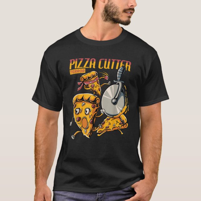 T-shirt funny pizza slice chased by cutter wheel gift for  (Devant)