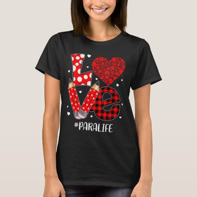 T-shirt Funny Plaid Heart Love Para Life Valentine Day Chr (Devant)