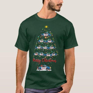 T-shirt Funny Police Car Matching Père Noël Police Car Chr