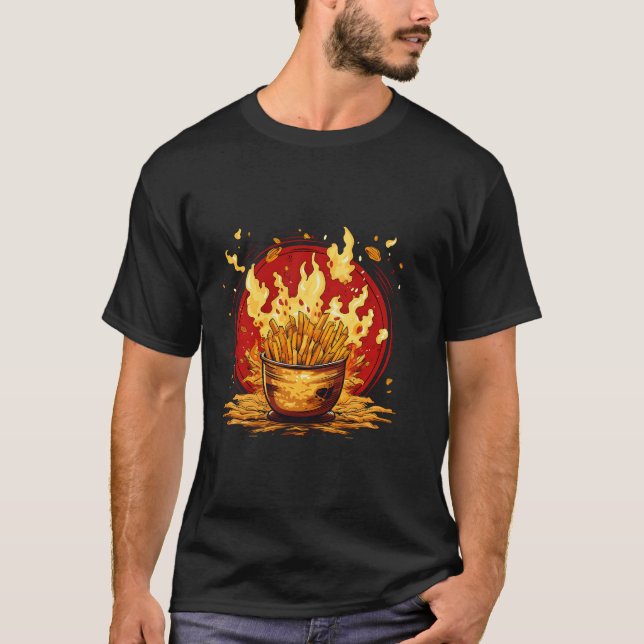T-shirt Funny Pommes Flammes Flames Pour Ketchup Et Mayonn (Devant)