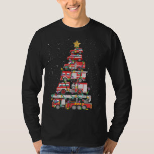 T-shirt Funny Pompier Arbre Camion de feu Noël Joyeux Noël