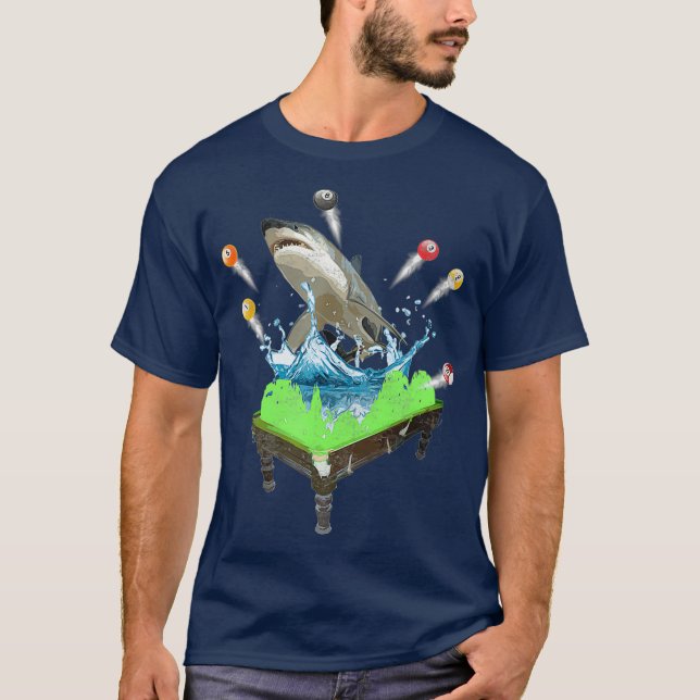 T-shirt Funny Pool Billard requin (Devant)