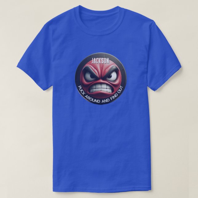 T-shirt Funny Puck Arrondit et découvre Angry Puck (Design devant)
