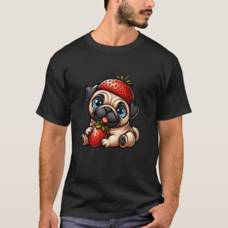 T-shirt Funny Pug Strawberry Fruit Cartoon
