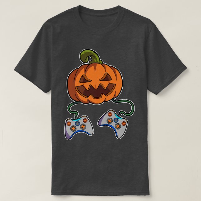 T-shirt Funny Pumpkin Gamer Controllers Video Game Hallowe (Design devant)
