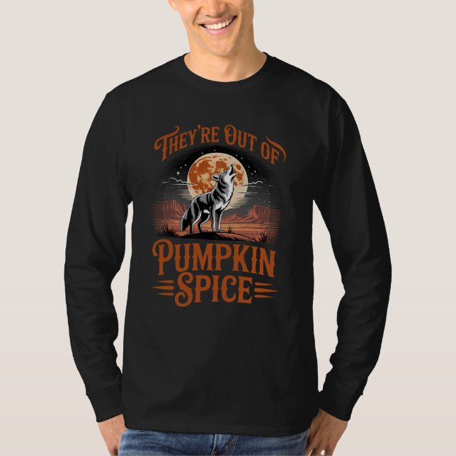 T-shirt Funny Pumpkin Spice Fall Coyote Howling (Devant)