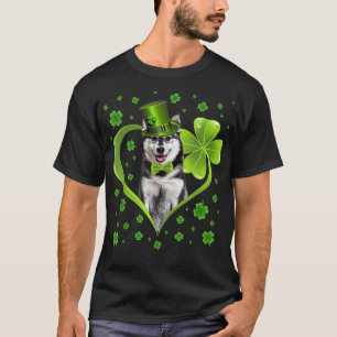 T-shirt Funny Puppy Shamrock Siberian Husky Dog St