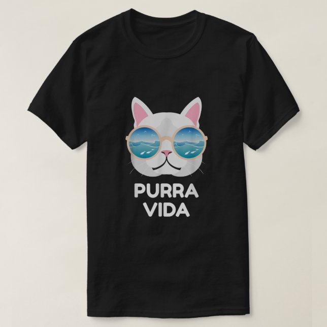 T-shirt Funny Pura Vida Cat Costa Rica Surf de surf vagues (Design devant)