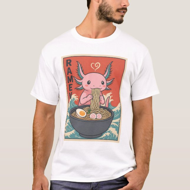 T-shirt Funny Ramen Axolotl Noodle Lover Cute Creature (Devant)