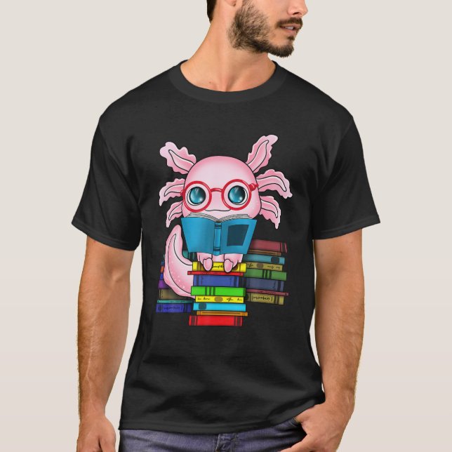 T-shirt Funny Readsolotl Axolotl Livres de lecture Livre K (Devant)