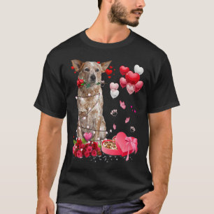 T-shirt Funny Red Heeler Rose Heart Joyeux Saint Valentin