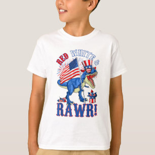 T-shirt Funny Red White & Rawr T Rex USA Drapeau 4 juillet