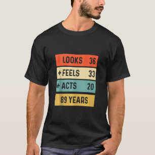 T-shirt Funny Retro 89e Anniversaire 89 Anniversaire Né En
