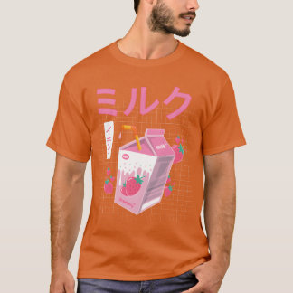 T-shirt Funny Retro Japanese Kawaii Strawberry Milk Shake 