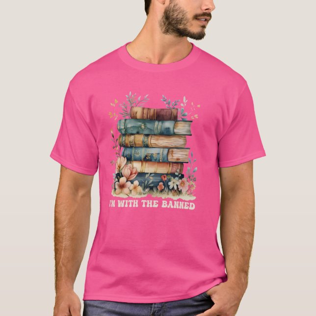 T-shirt Funny Retro Je suis avec les livres interdits Flor (Devant)