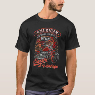 T-shirt Funny Retro Vintage American Motorcycle Indien pou