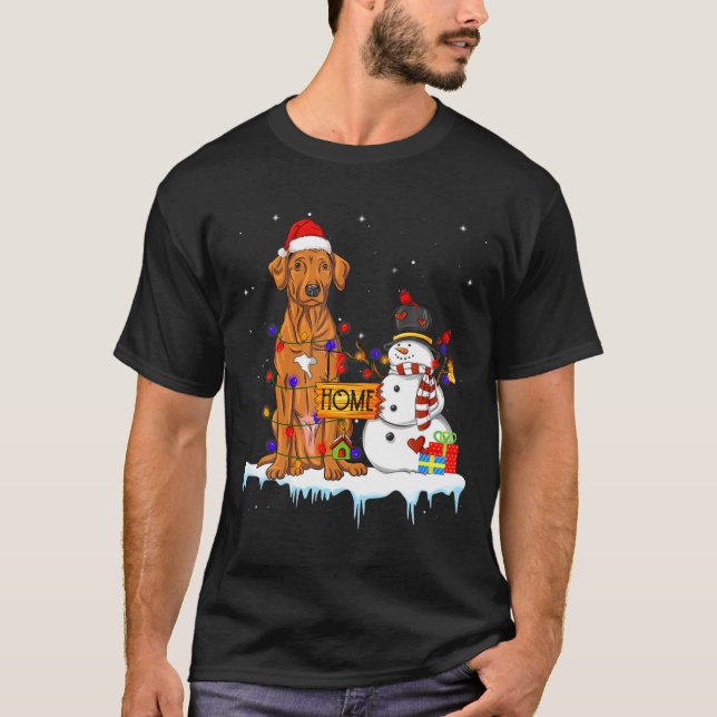 T-shirt Funny Rhodesian Ridgeback Dog Christmas Snowman Xm (Devant)