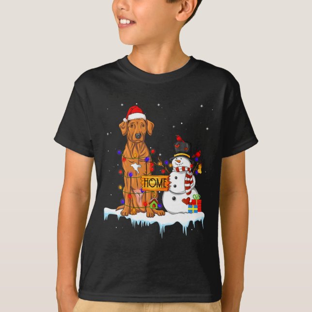 T-shirt Funny Rhodesian Ridgeback Dog Christmas Snowman Xm (Devant)