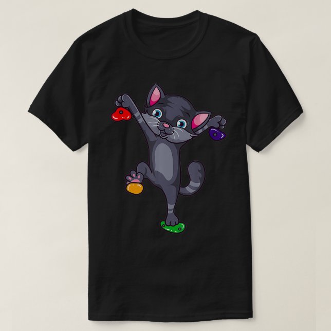 T-shirt Funny Rock Escalade Cat Climber Bouldering Cute Ki (Design devant)