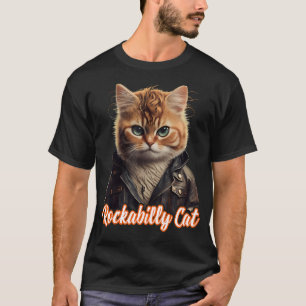 T-shirt Funny Rockabilly Cat Rock n Roll Musique Retro Vin