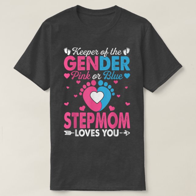 T-shirt Funny Rose Ou Blue Stepmere Vous Aime Révéler Le S (Design devant)