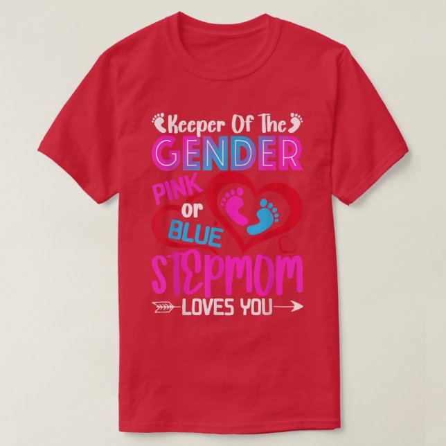 T-shirt Funny Rose Ou Blue Stepmere Vous Aime Révéler Le S (Design devant)