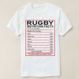 T-shirt Funny Rugby Nutrition Facts Joueur de rugby Cadeau