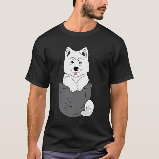 T-shirt Funny Samoyed Chiot Dans Pocket Cute Samoyed (Devant)