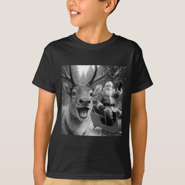 T-shirt Funny Santa Claus In Sleigh With Reindeer Christma (Devant)