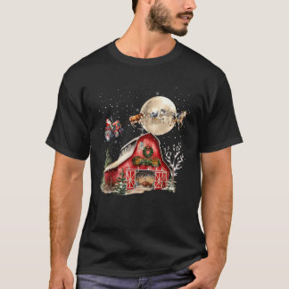T-shirt Funny Santa Claus Tractor Vaches Fermier Noël