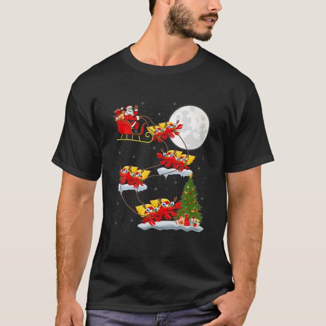T-shirt Funny Santa Riding Hermit Crab Christmas Lighting (Devant)