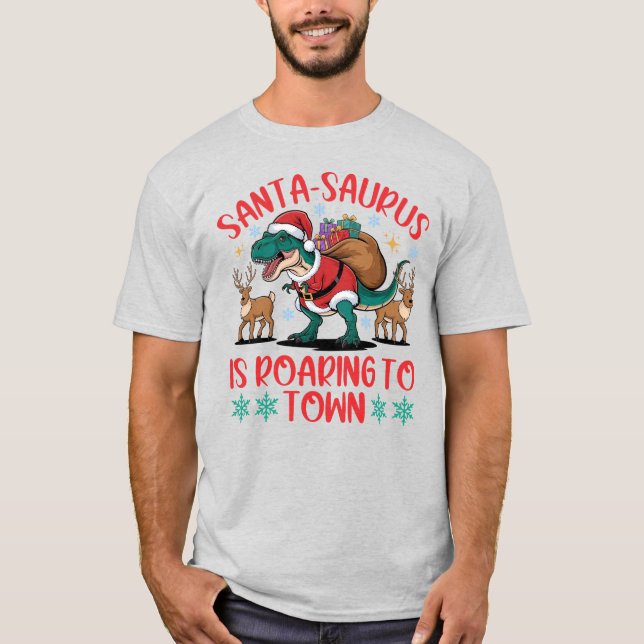T-shirt Funny Santa-saurus T-Rex Dinosaur Christmas (Devant)