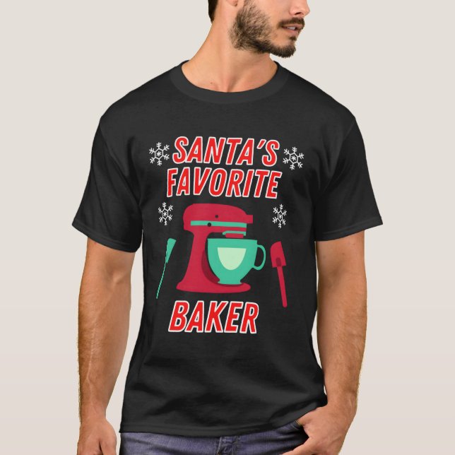 T-shirt Funny Santas Favori Baker Love Baking Noël (Devant)