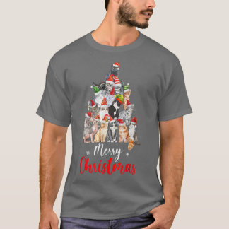 T-shirt Funny sapin de Noël avec Santa Hat Cats Funny Chr