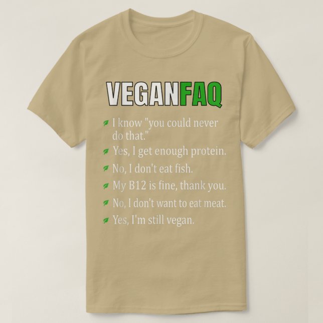 T-shirt Funny Sarcastic Vegan FAQ Funny Vegan Vegetarian (Design devant)