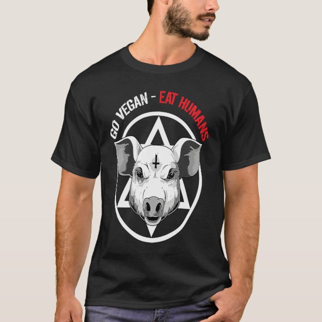 T-shirt Funny Satan Pig Vegan Animal Lover (Devant)