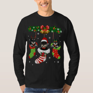 T-shirt Funny Schnauzer Christmas Tree Socks Dog Lover Xma