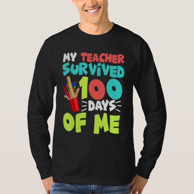 T-shirt Funny School Boys Girls Kids Gift 100 Days Of Scho (Devant)