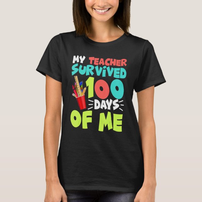 T-shirt Funny School Boys Girls Kids Gift 100 Days Of Scho (Devant)
