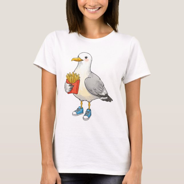 T-shirt Funny Seagull Fries Sneakers (Devant)
