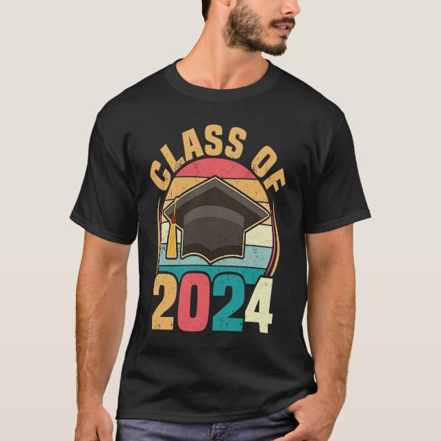 T-shirt Funny Senior Class Of 2024 Retro Graduation 2024 (Devant)