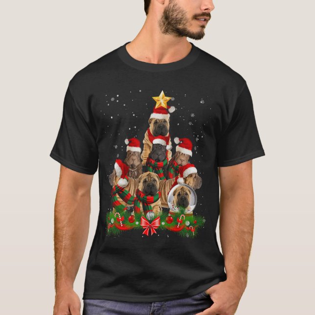 T-shirt Funny Shar Pei Dog Christmasree for Men Women gift (Devant)