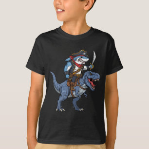 T-shirt Funny Shark Pirate équitation Dinosaure T Rex