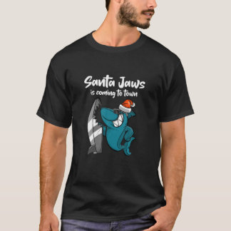 T-shirt Funny Shark Santa Jaws Hat Pajamas PJ Christmas An