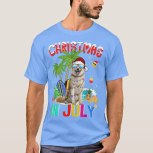 T-shirt Funny Shiba Inu à Santa Hat Lunettes de soleil Noë