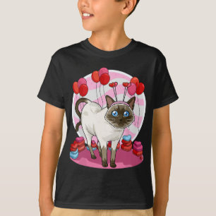 T-shirt Funny Siamese Chat Coeur Saint Valentin Cadeau